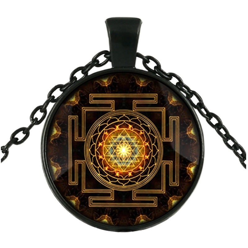 Magick Sacred Sri Lanka Yantra Time Gem Pendant Necklace | Good Luck Charm | Cosmic Energy Talisman