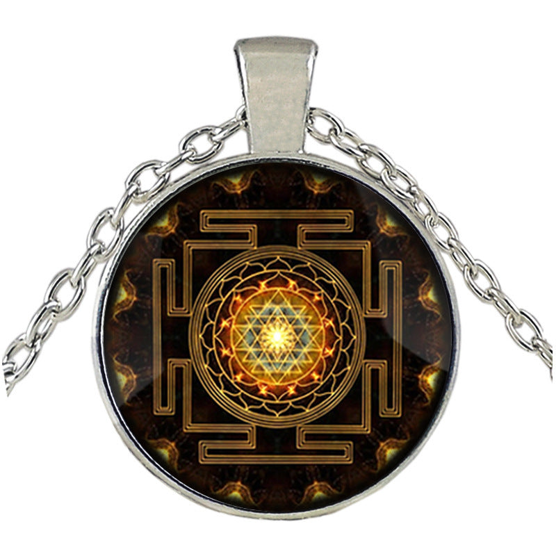 Magick Sacred Sri Lanka Yantra Time Gem Pendant Necklace | Good Luck Charm | Cosmic Energy Talisman